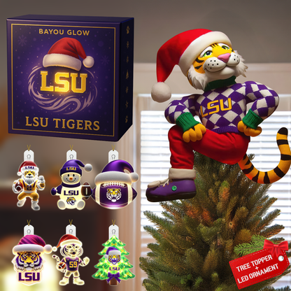 LSU 2025 Acrylic Christmas Tree Topper & Ornament Bundle - Exclusive Festive Fan Collectible Gift Set